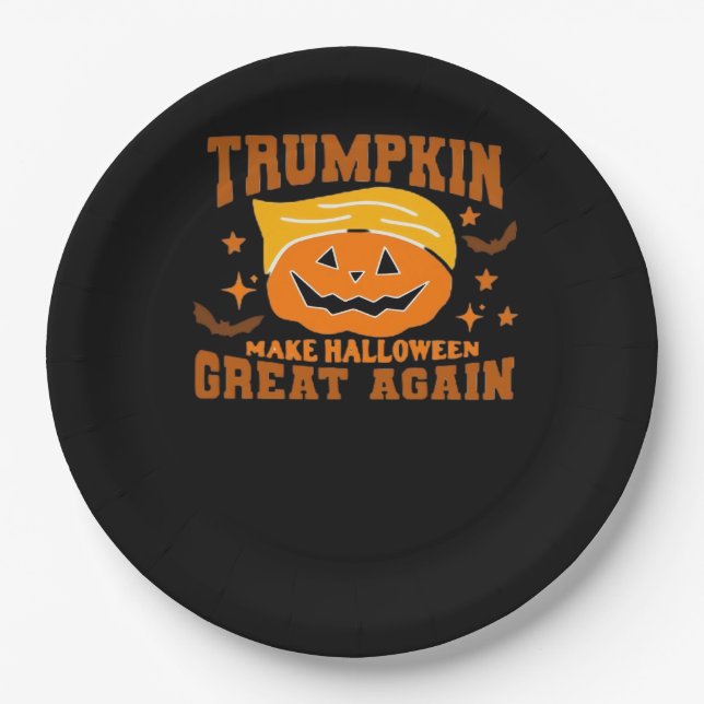 Trumpkin Make Halloween Great Again – Spooky Polit Paper Plate (Front)