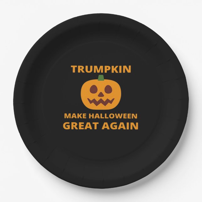 Trumpkin Make Halloween Great Again , Trumpkin Hal Paper Plate (Front)