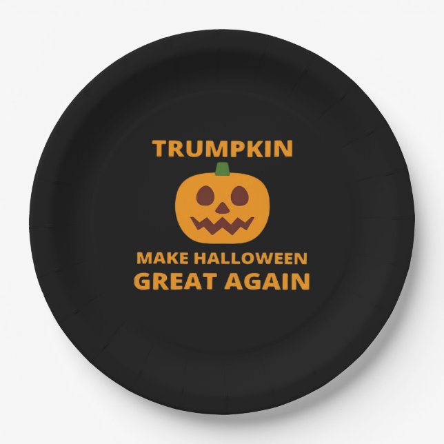 Trumpkin Make Halloween Great Again, Trumpkin Hall Paper Plate (Front)