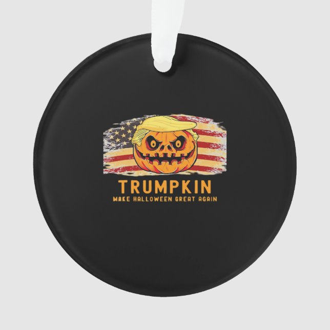 Trumpkin Make Halloween Great Again Us Flag Funny  Ornament (Front)