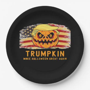 Trumpkin Make Halloween Great Again Us Flag Funny Paper Plate