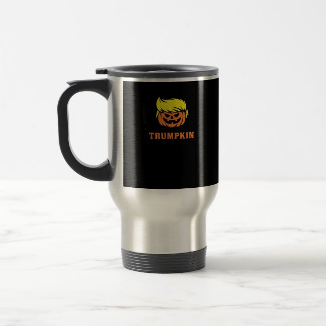 Trumpkin Make Halloween Great Again USA Flag Funny Travel Mug (Left)