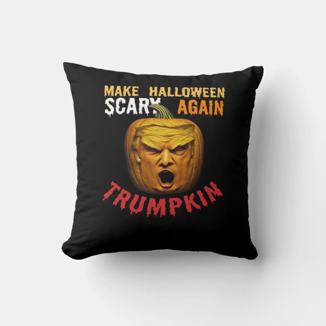 Trumpkin Make Halloween Scary Again – Funny Donald Cushion (Front)