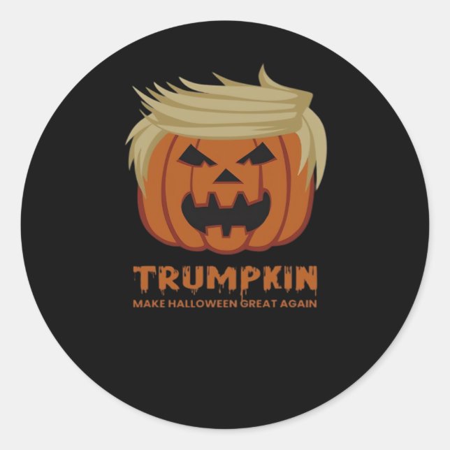 Trumpkin – Make Halloweens Great Again Funny Pumpk Classic Round Sticker (Front)