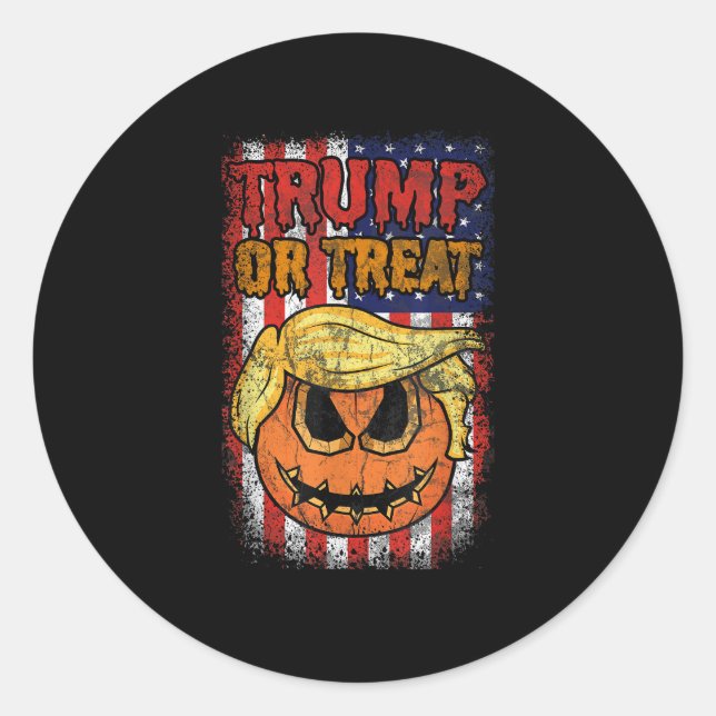 Trumpkin Or Treat Funny Halloween Trumpkin Classic Round Sticker (Front)