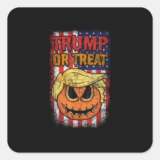 Trumpkin Or Treat Funny Halloween Trumpkin Square Sticker (Front)