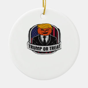 Trumpkin Or Treat Halloween - Political Costume Cl Ceramic Tree Decoration