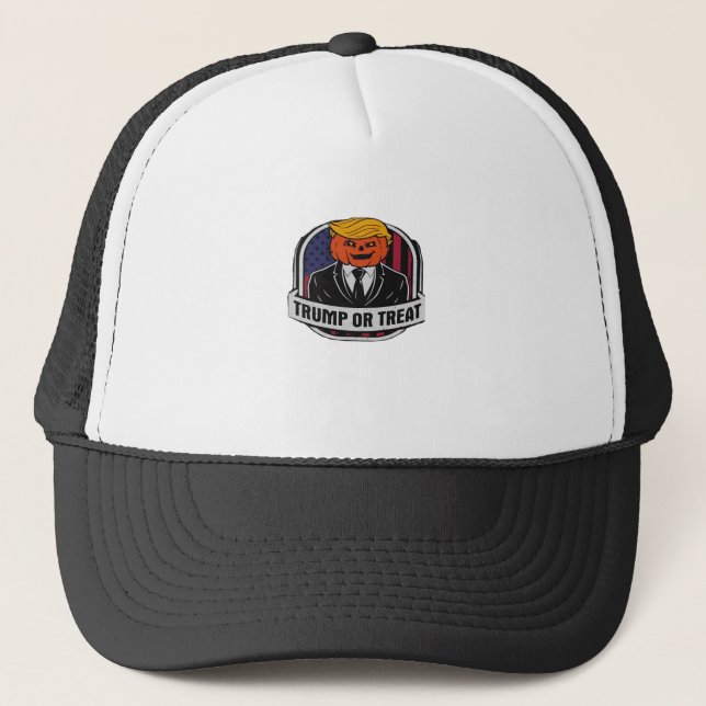 Trumpkin Or Treat Halloween - Political Costume Cl Trucker Hat (Front)