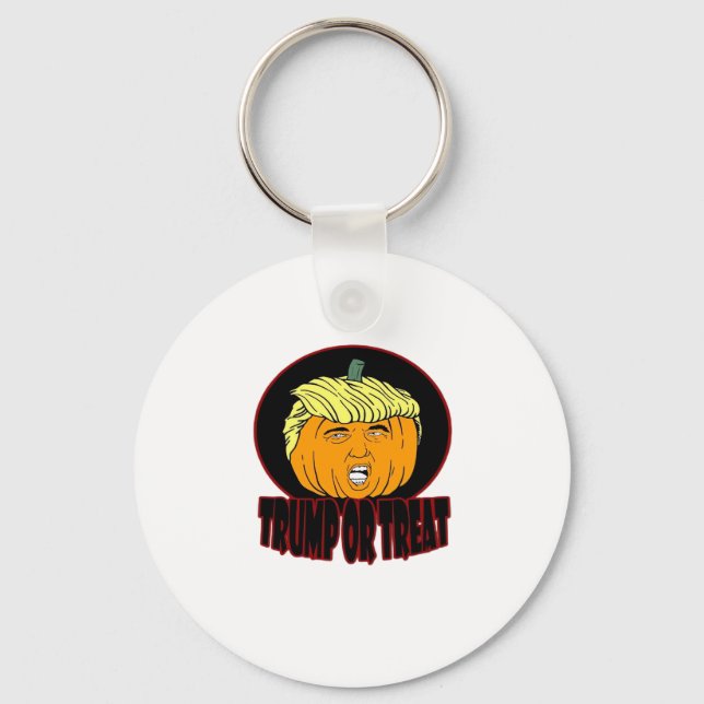 Trumpkin Or Treat Halloween Trumpkin Trick Or Trea Key Ring (Front)