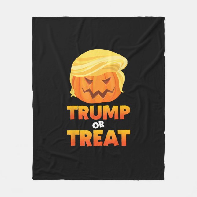 Trumpkin Or Treat Trumpkin Halloween Costume Fleece Blanket (Front)