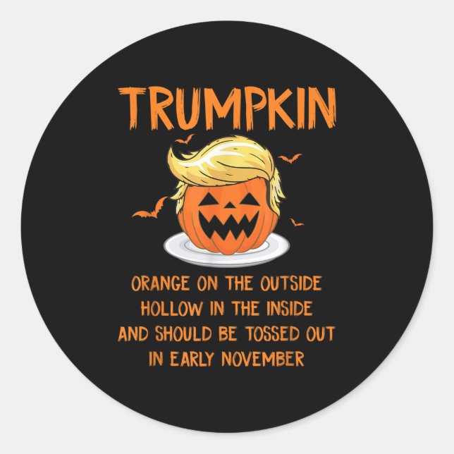 Trumpkin Orange On The Outside Anti-trump Hallowee Classic Round Sticker (Front)