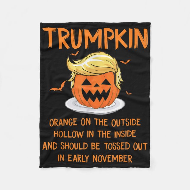 Trumpkin Orange On The Outside Anti-trump Hallowee Fleece Blanket (Front)