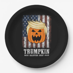 Trumpkin Patriotic Halloween Paper Plate