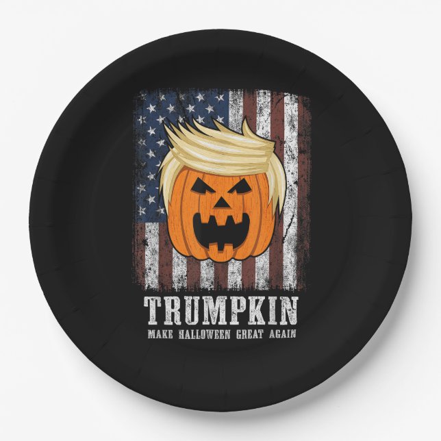 Trumpkin Patriotic Halloween Paper Plate (Front)