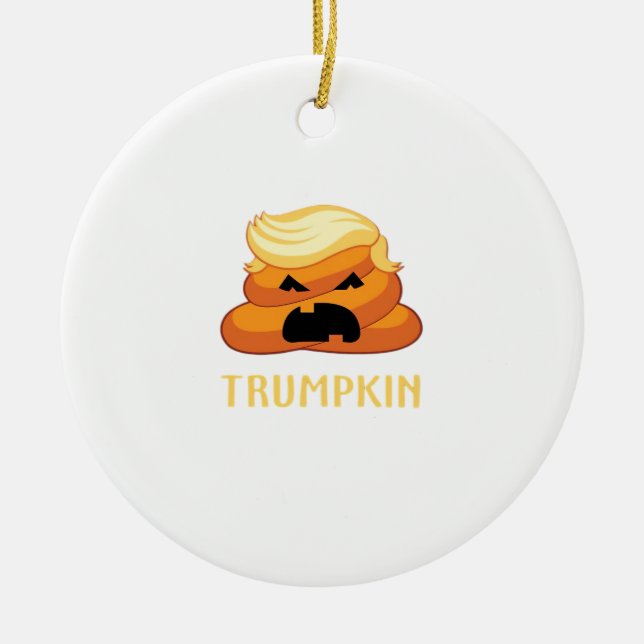 Trumpkin Poop Funny Halloween Ceramic Tree Decoration (Front)