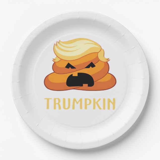 Trumpkin Poop Funny Halloween Paper Plate (Front)