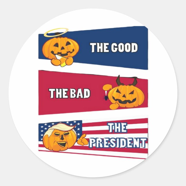 Trumpkin President Halloween Classic Round Sticker (Front)