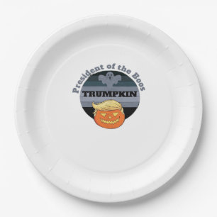 Trumpkin, President Of The Boos Halloween Paper Plate