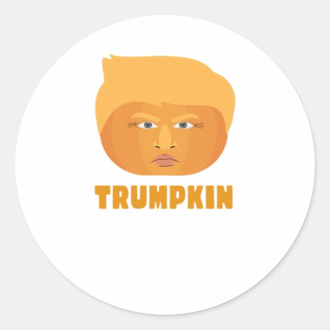 Trumpkin Pumpkin Funny Halloween Design Classic Classic Round Sticker (Front)