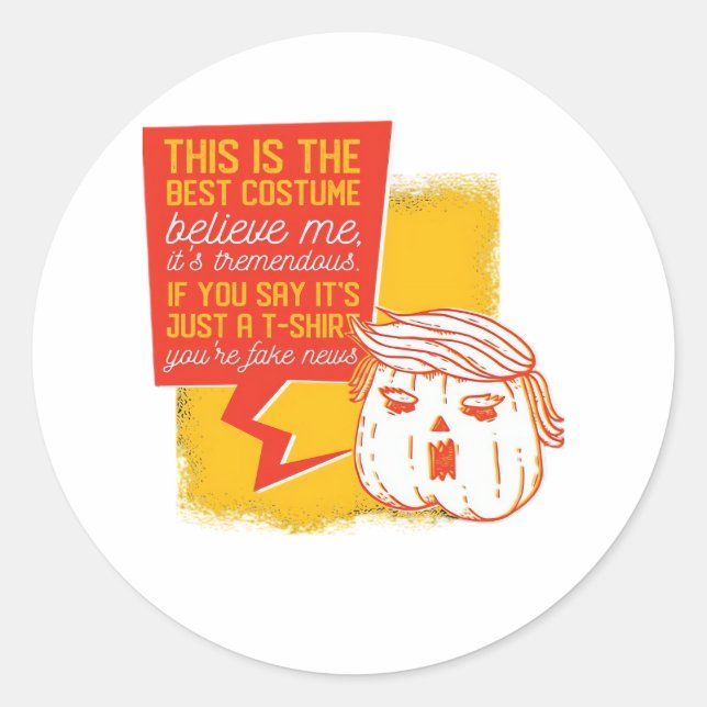 Trumpkin Pumpkin Funny Halloween Quote Classic Round Sticker (Front)
