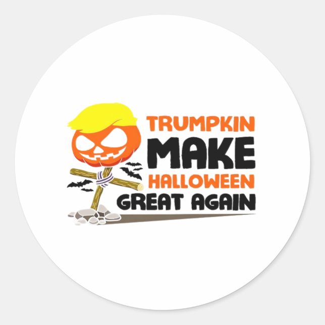 Trumpkin Pumpkin Halloween Classic Classic Round Sticker (Front)