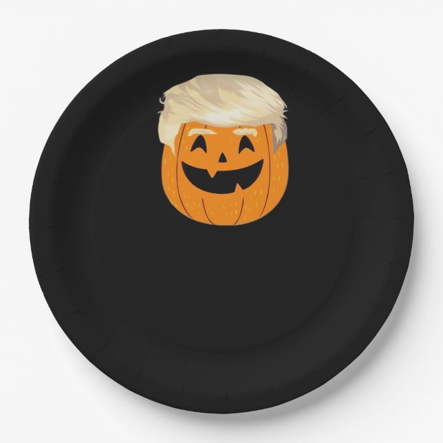 Trumpkin Pumpkin Halloween Classic Paper Plate (Front)