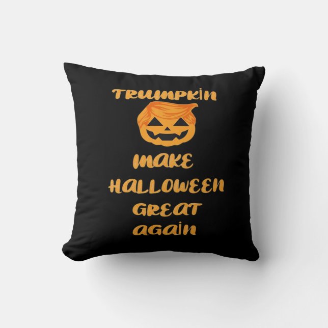 Trumpkin Pumpkin Halloween Design – Funny Autumn Q Cushion (Front)