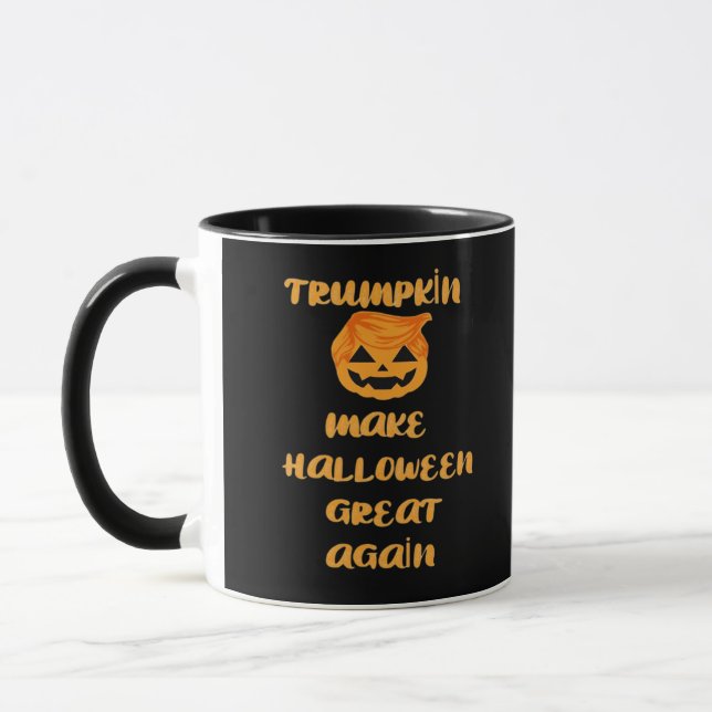 Trumpkin Pumpkin Halloween Design – Funny Autumn Q Mug (Left)