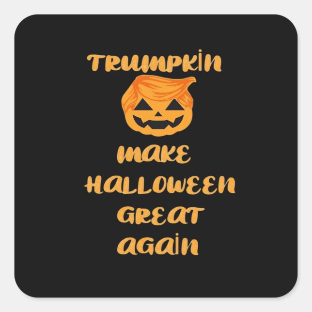 Trumpkin Pumpkin Halloween Design – Funny Autumn Q Square Sticker (Front)