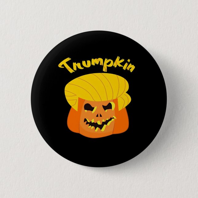 Trumpkin Pumpkin Halloween Design – Retro Slogan  6 Cm Round Badge (Front)