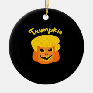 Trumpkin Pumpkin Halloween Design – Retro Slogan Ceramic Tree Decoration
