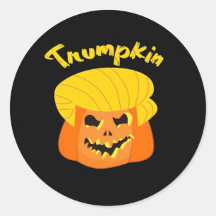 Trumpkin Pumpkin Halloween Design – Retro Slogan Classic Round Sticker