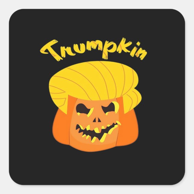 Trumpkin Pumpkin Halloween Design – Retro Slogan  Square Sticker (Front)
