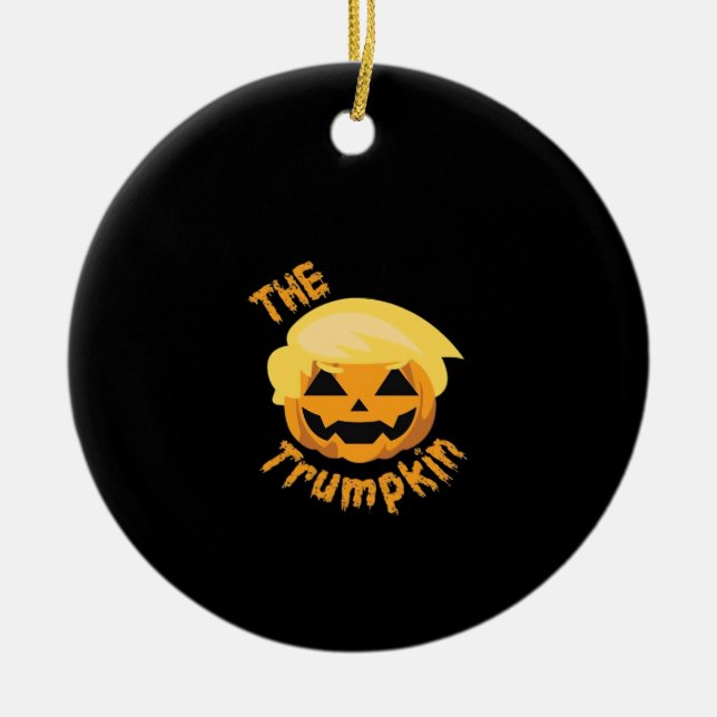 Trumpkin Pumpkin Halloween Design – Sloth Costume  Ceramic Tree Decoration (Front)