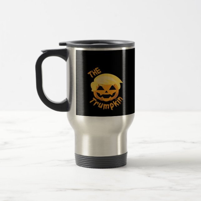 Trumpkin Pumpkin Halloween Design – Sloth Costume  Travel Mug (Left)