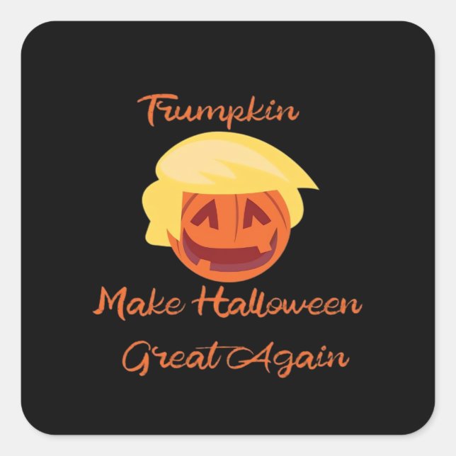 Trumpkin Pumpkin Halloween Design – Spooky Basic S Square Sticker (Front)