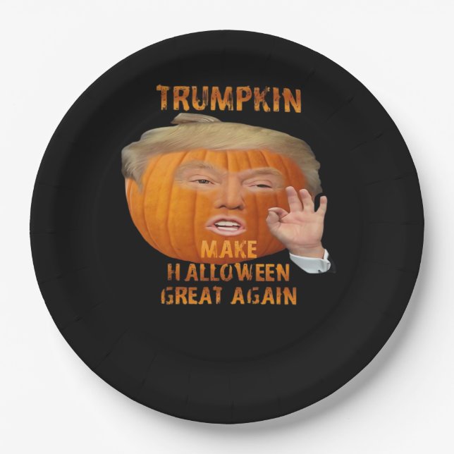 Trumpkin Pumpkin Make Halloween Great Again  Paper Plate (Front)