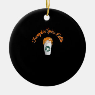 Trumpkin Pumpkin Spice Latte Holiday Coffee Ceramic Tree Decoration