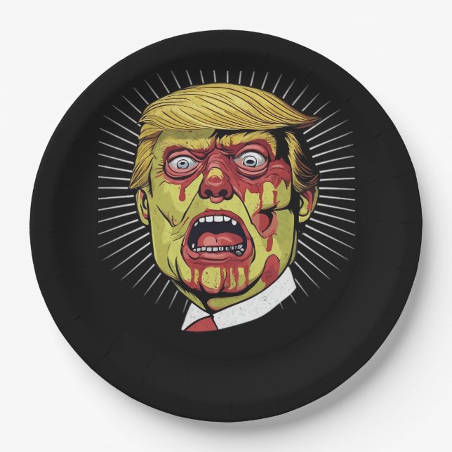 Trumpkin Retro Halloween   Paper Plate (Front)