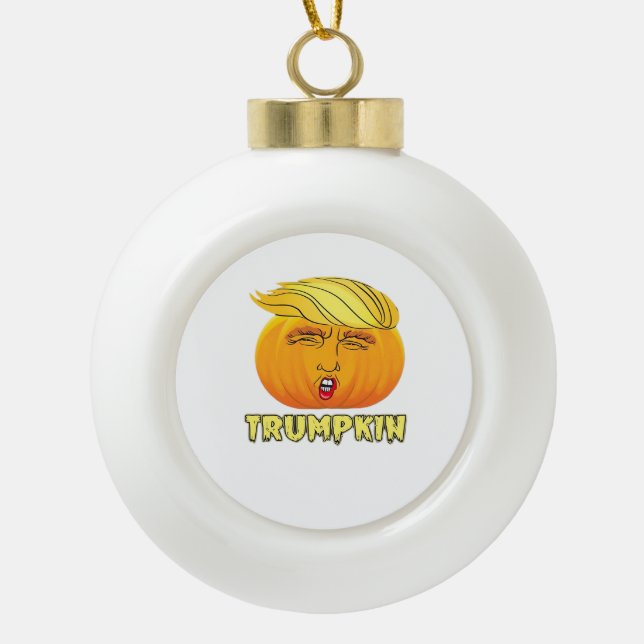 Trumpkin – Scary Good Pumpkin  Ceramic Ball Christmas Ornament (Front)