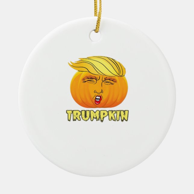 Trumpkin – Scary Good Pumpkin  Ceramic Tree Decoration (Front)