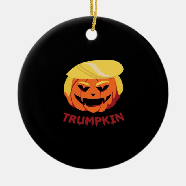 Trumpkin Scary Halloween Gift Classic Ceramic Tree Decoration (Front)