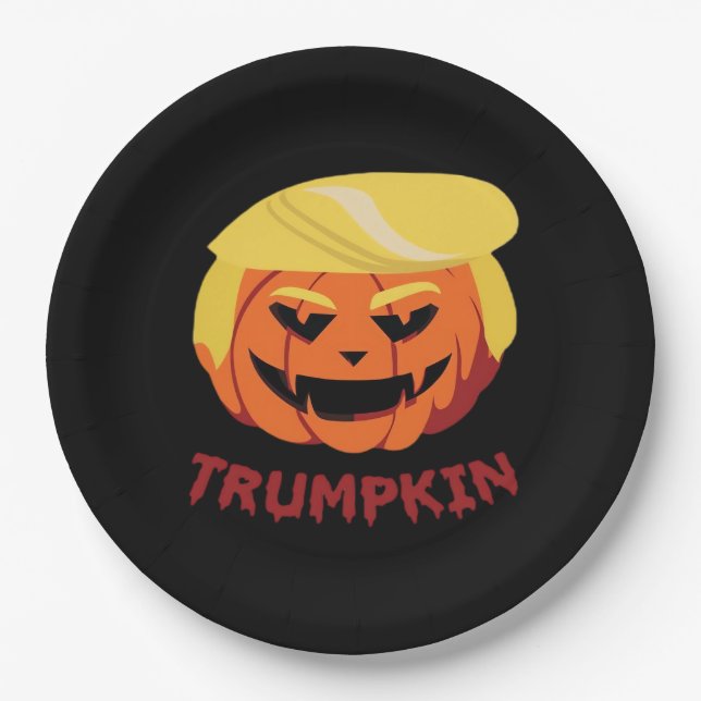 Trumpkin Scary Halloween Gift Classic Paper Plate (Front)