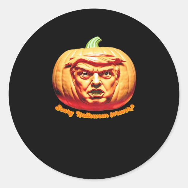 Trumpkin Scary Halloween Pumpkin Best Art Design C Classic Round Sticker (Front)