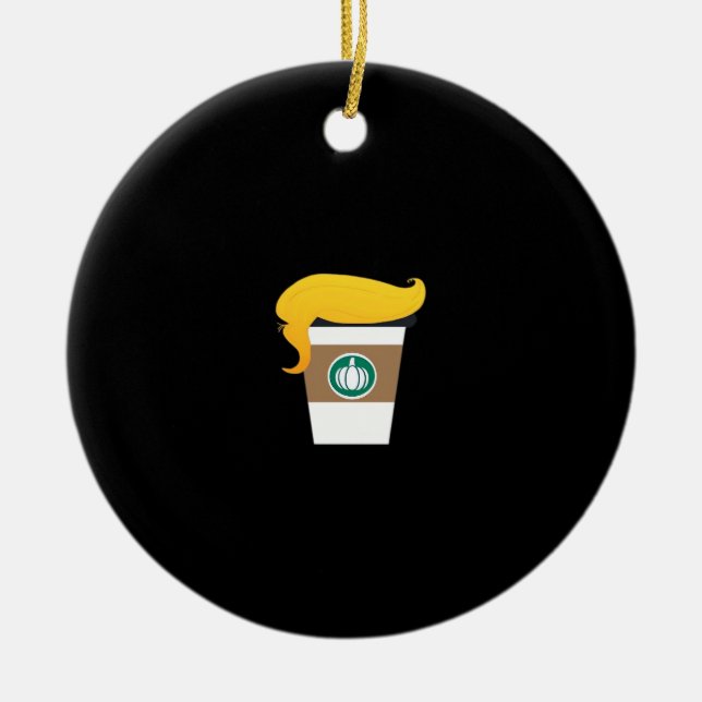 Trumpkin Spice Latte Funny Donald Joke Pumpkin Spi Ceramic Tree Decoration (Front)