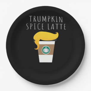 Trumpkin Spice Latte Funny Donald Joke Pumpkin Spi Paper Plate