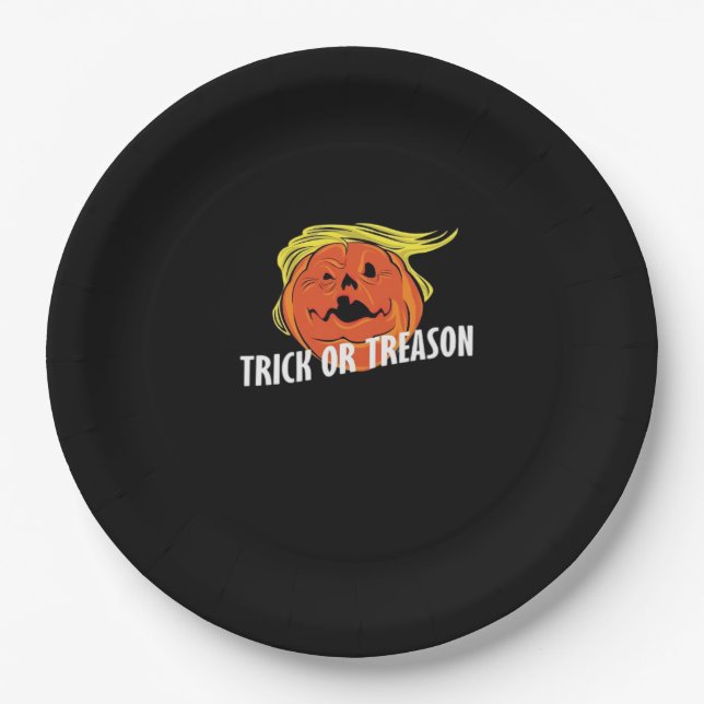 Trumpkin - Trick Or Treason  Halloween  Paper Plate (Front)