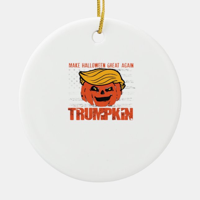 Trumpkin Usa Make Halloween Great Again Funny Ceramic Tree Decoration (Front)