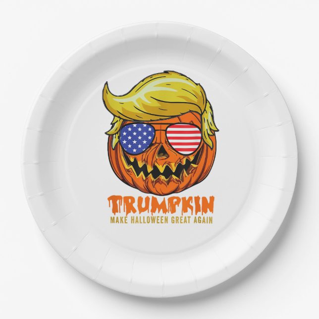 Trumpkin Usa Make Halloween Great Again Funny Paper Plate (Front)