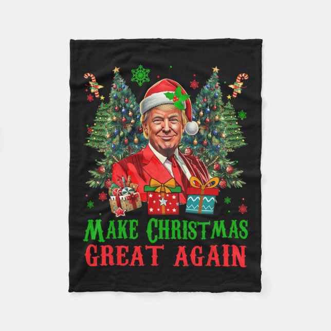 Trumpmas Make Christmas Great Again Santa Claus Do Fleece Blanket (Front)